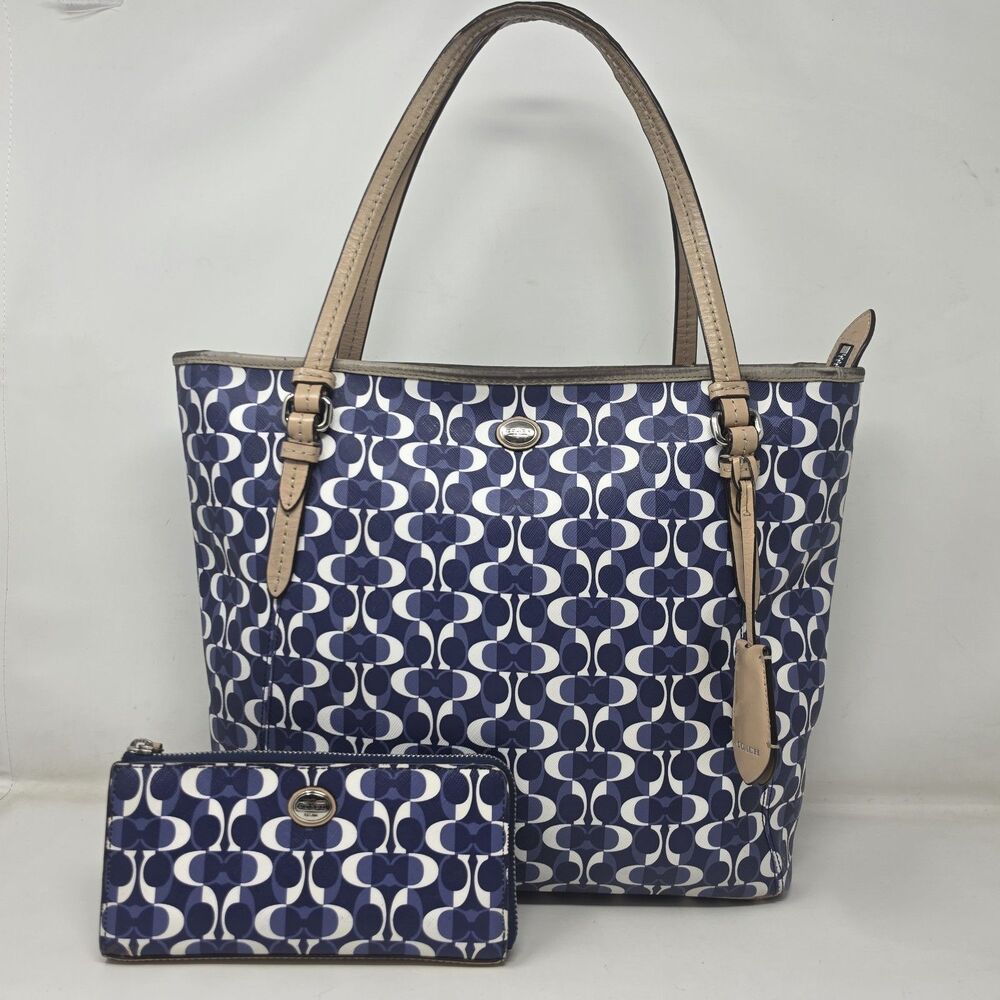 Coach F27350 Peyton Dream C Zip Top Tote Shoulder Bag Monogram Matching Wallet